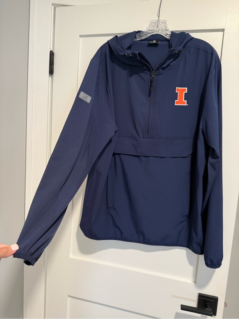 Colosseum University of Illinois Navy Half-Zip Windbreaker with Orange 'I' Patch